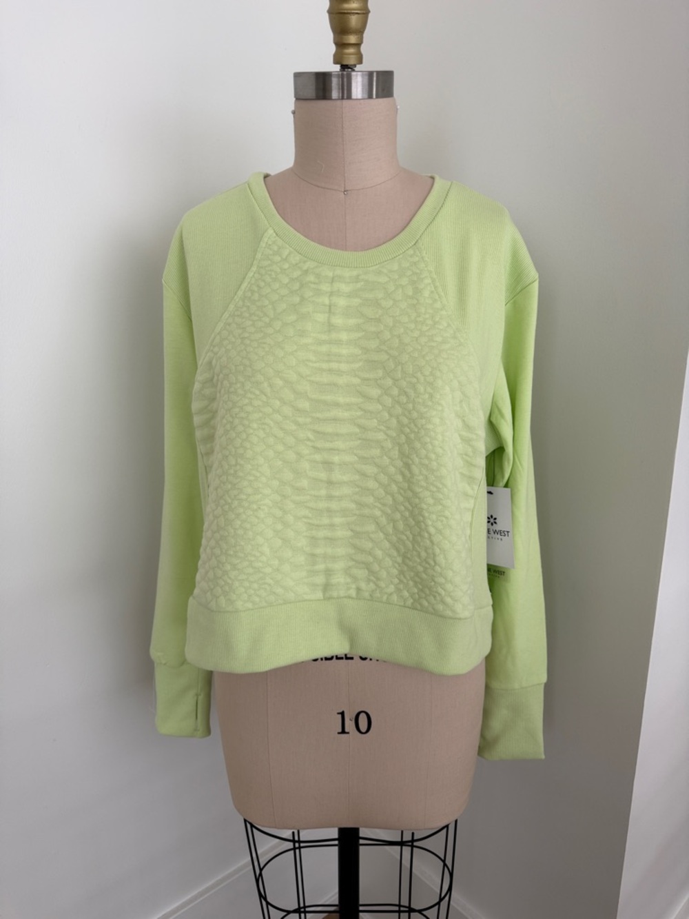 Nine West Lime Green Active Crewneck Sweatshirt